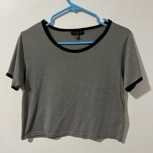Ringer Tee - Grey Cropped (Topshop)